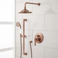 Signature Hardware Cooper Pressure Balanced Shower System with 8" Rain Shower Head and Hand Shower - Rough In Included