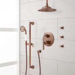 Signature Hardware Cooper Pressure Balanced Shower System with 8" Rain Shower Head, Hand Shower, and 3 Body Sprays - Rough In Included