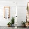 Signature Hardware Woodgate Freestanding Stainless Steel Thermostatic Outdoor Shower Panel with Shower Head, Foot Shower, and Shelf