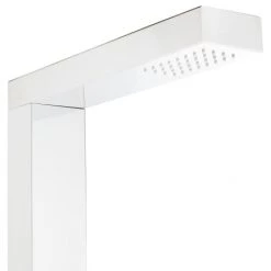 Signature Hardware Woodgate Freestanding Stainless Steel Thermostatic Outdoor Shower Panel with Shower Head, Foot Shower, and Shelf -Signature Hardware Shop signature hardware 437303 shower head detail 173