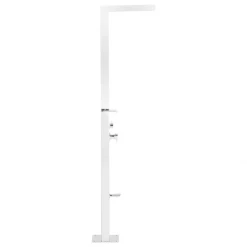Signature Hardware Woodgate Freestanding Stainless Steel Thermostatic Outdoor Shower Panel with Shower Head, Foot Shower, and Shelf -Signature Hardware Shop signature hardware 437303 side 102