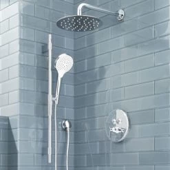 Signature Hardware Greyfield Simple Select Shower System with Wall Mounted Rainfall Shower and Hand Shower