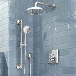 Signature Hardware Pinecrest Simple Select Shower System with Rainfall Shower and Hand Shower - Cross Handle