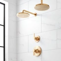 Signature Hardware Lentz Pressure Balanced Shower System with Shower Head, Shower Arm, Valve Trim - Rough In Valves Included