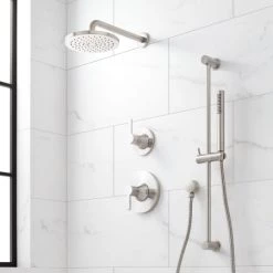 Signature Hardware Lentz Pressure Balanced Shower System with Shower Head, Hand Shower, Slide Bar, Shower Arm, Hose, and Valve Trim - Less Valve