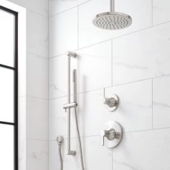 Signature Hardware Lentz Pressure Balanced Shower System with Shower Head, Hand Shower, Slide Bar, Shower Arm, and Hose - Less Rough-In Valves