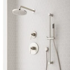 Signature Hardware Gunther Pressure Balanced Shower System with Shower Head, Hand Shower, Slide Bar, Shower Arm, Hose, and Valve Trim