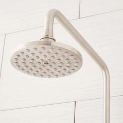 Signature Hardware Stiles Exposed Shower System with Rain Shower Head, Hand Shower and Hose - Rough In Included -Signature Hardware Shop signature hardware 931423 brushed nickel detail 330