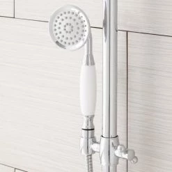 Signature Hardware Dolwick Exposed Shower System with Rain Shower Head, Hand Shower, and Hose - Rough In Included -Signature Hardware Shop signature hardware 939624 chrome hand shower 252