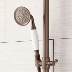 Signature Hardware Dolwick Exposed Shower System with Rain Shower Head, Hand Shower, and Hose - Rough In Included -Signature Hardware Shop signature hardware 939624 oil rubbed bronze hand shower 251