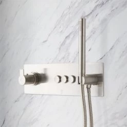 Signature Hardware Hollyn Thermostatic Shower System with 6-1/2" Rainfall Shower Head and Hand Shower- Rough In Included -Signature Hardware Shop signature hardware 948008 alternate 155